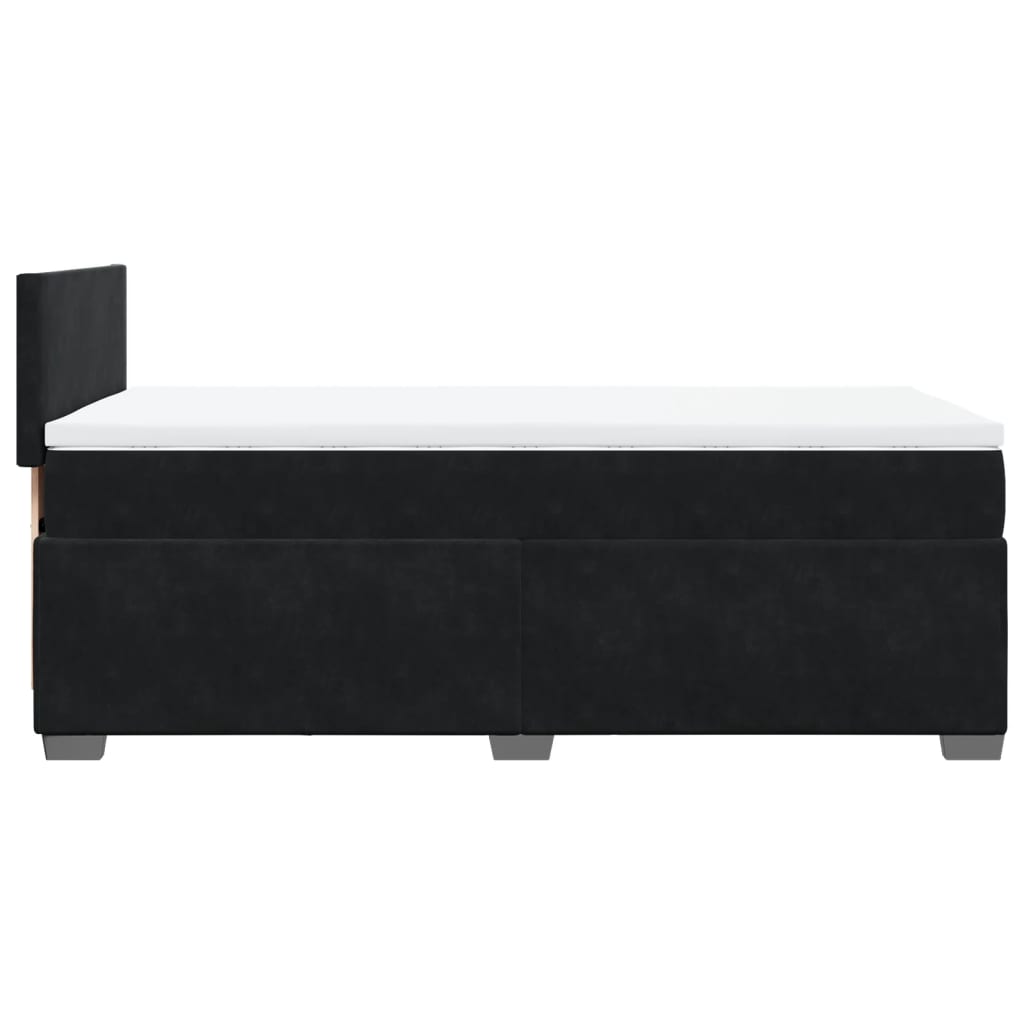 vidaXL Κρεβάτι Boxspring με Στρώμα Μαύρο 90x200 εκ. Βελούδινο