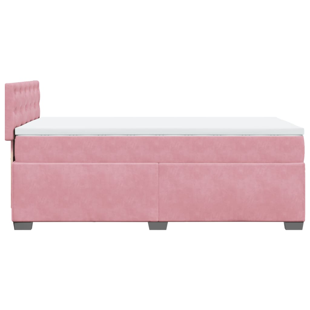 vidaXL Κρεβάτι Boxspring με Στρώμα Ροζ 90x200 εκ. Βελούδινο