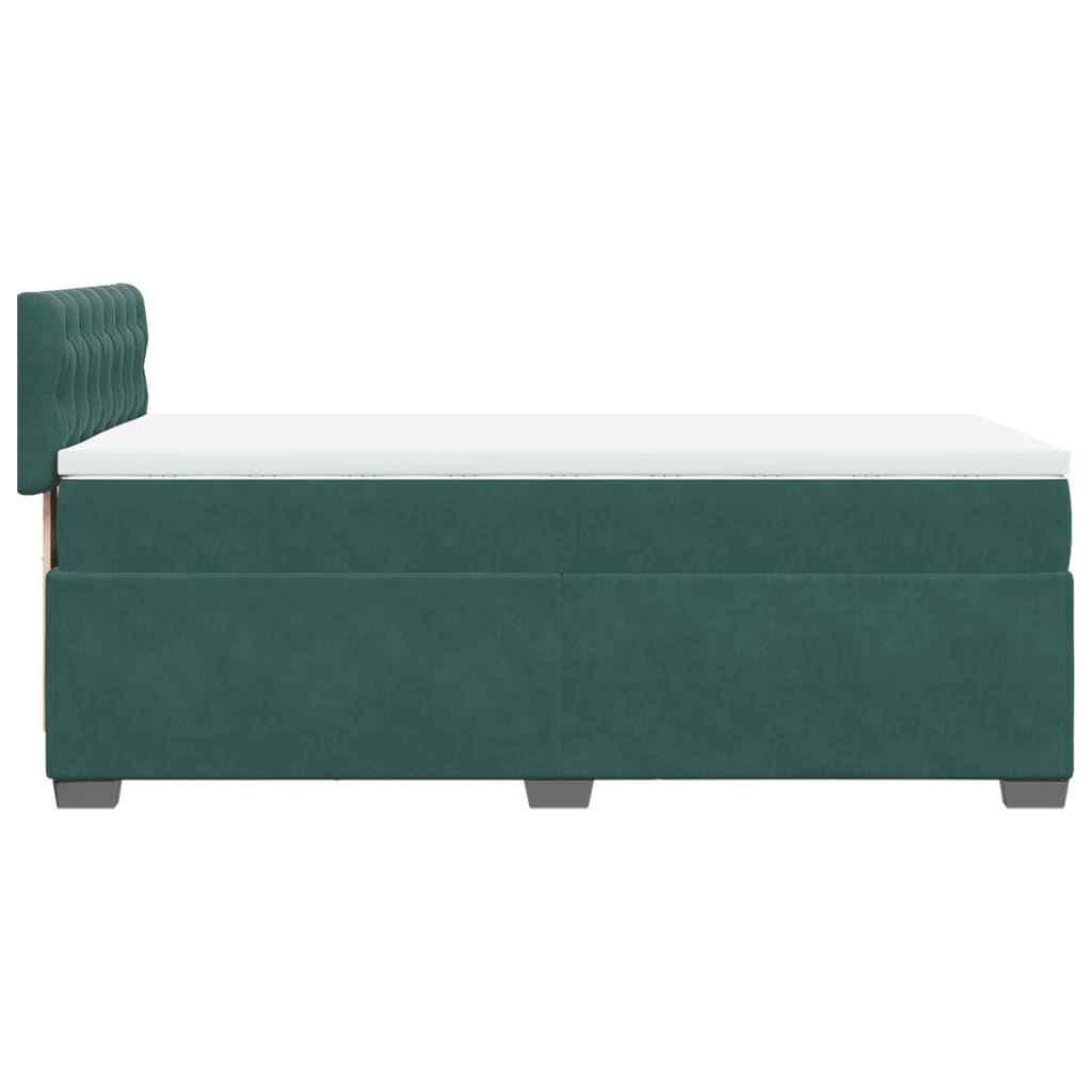 vidaXL Κρεβάτι Boxspring με Στρώμα Σκούρο Πράσινο 90x200 εκ. Βελούδινο