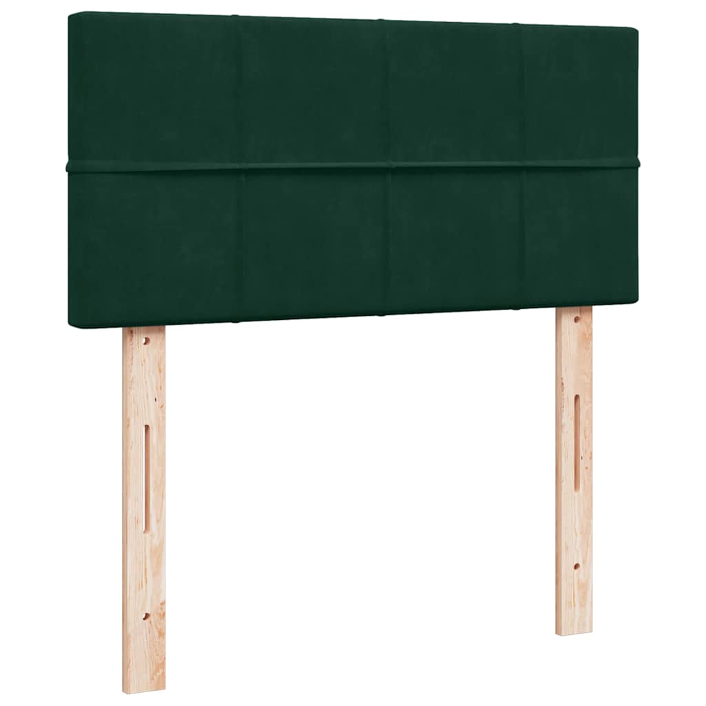 vidaXL Κρεβάτι Boxspring με Στρώμα Σκούρο Πράσινο 90x200 εκ. Βελούδινο