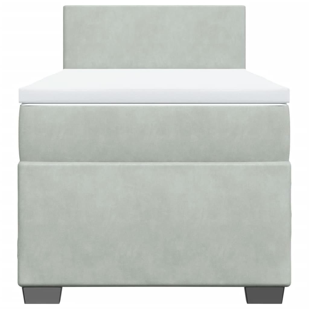 vidaXL Κρεβάτι Boxspring με Στρώμα Ανοιχτό Γκρι 100x200 εκ. Βελούδινο