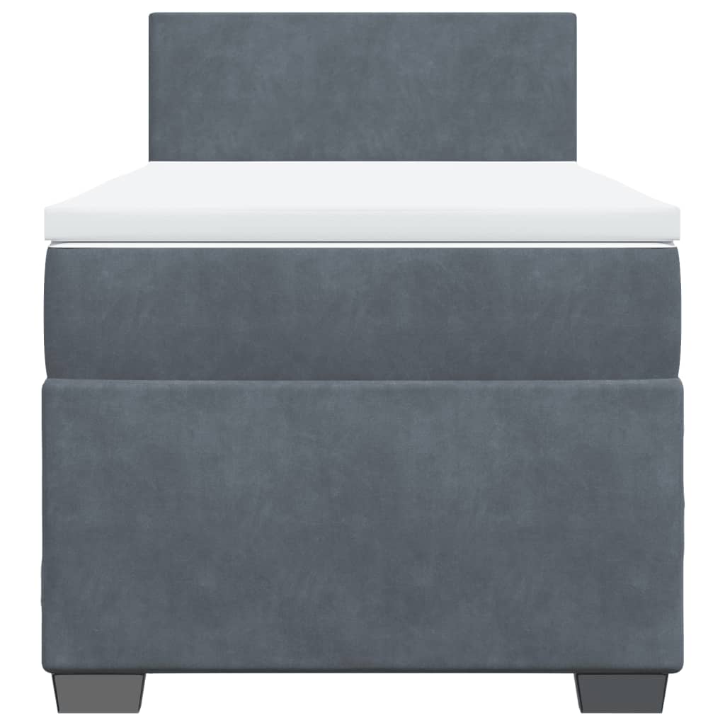 vidaXL Κρεβάτι Boxspring με Στρώμα Σκούρο Γκρι 100x200 εκ. Βελούδινο
