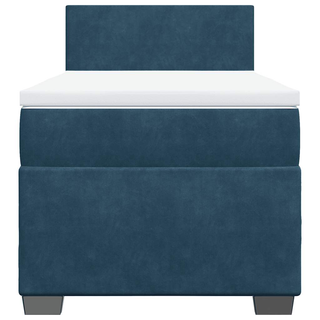 vidaXL Κρεβάτι Boxspring με Στρώμα Σκούρο Μπλε 100x200 εκ. Βελούδινο