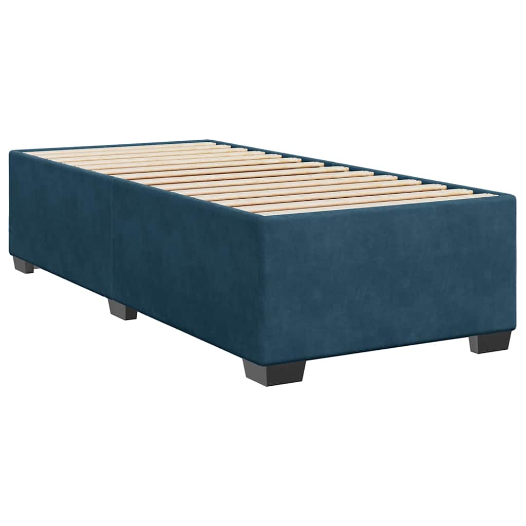 vidaXL Κρεβάτι Boxspring με Στρώμα Σκούρο Μπλε 100x200 εκ. Βελούδινο