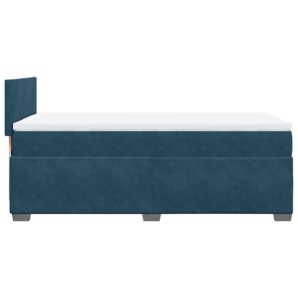 vidaXL Κρεβάτι Boxspring με Στρώμα Σκούρο Μπλε 100x200 εκ. Βελούδινο