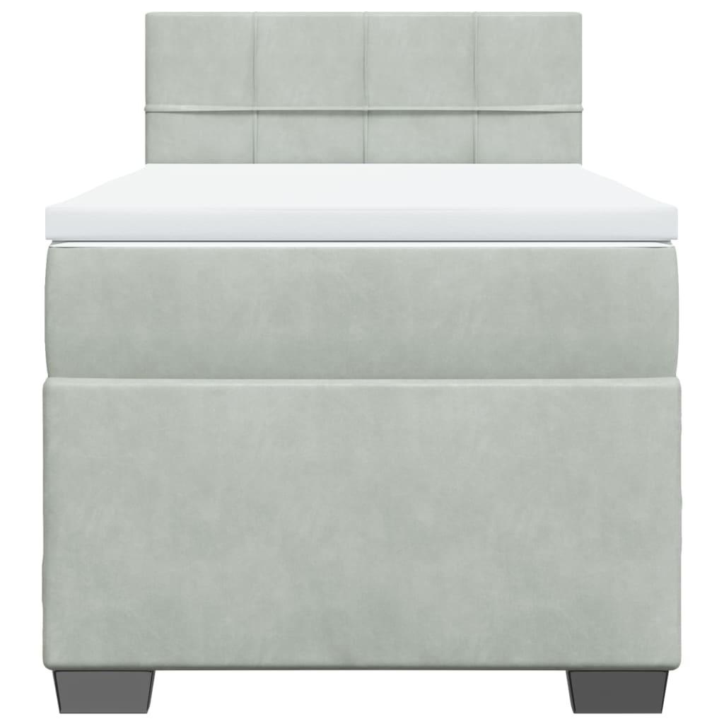 vidaXL Κρεβάτι Boxspring με Στρώμα Ανοιχτό Γκρι 100x200 εκ. Βελούδινο