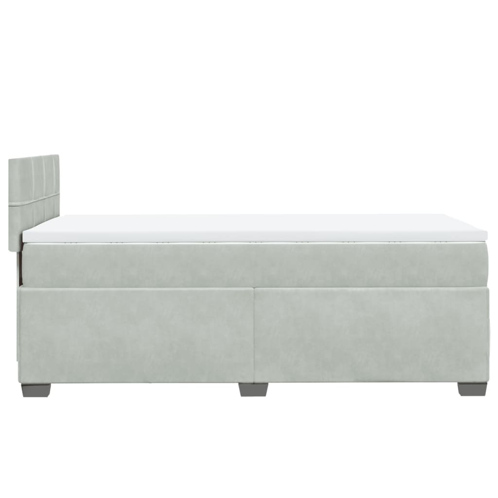 vidaXL Κρεβάτι Boxspring με Στρώμα Ανοιχτό Γκρι 100x200 εκ. Βελούδινο