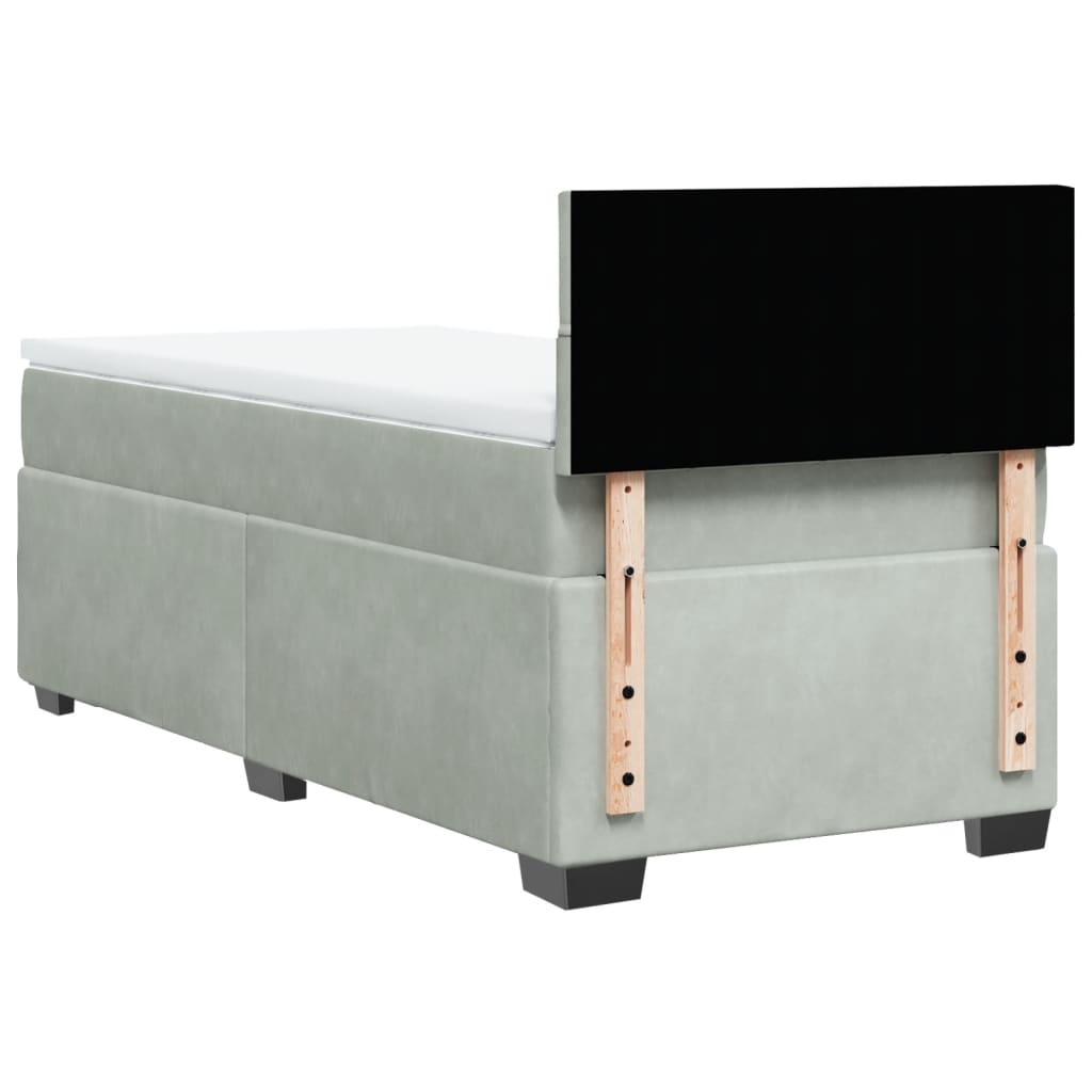 vidaXL Κρεβάτι Boxspring με Στρώμα Ανοιχτό Γκρι 100x200 εκ. Βελούδινο