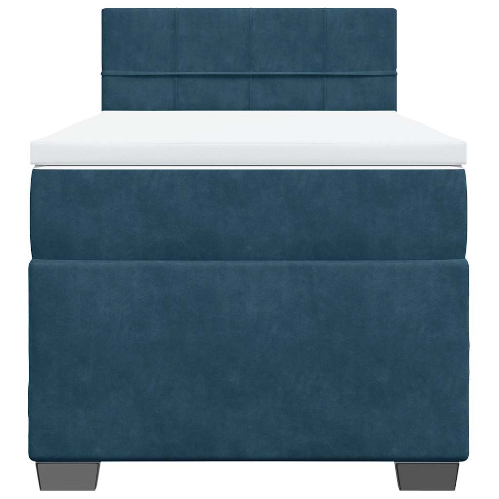 vidaXL Κρεβάτι Boxspring με Στρώμα Σκούρο Μπλε 100x200 εκ. Βελούδινο