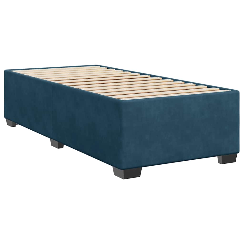 vidaXL Κρεβάτι Boxspring με Στρώμα Σκούρο Μπλε 100x200 εκ. Βελούδινο