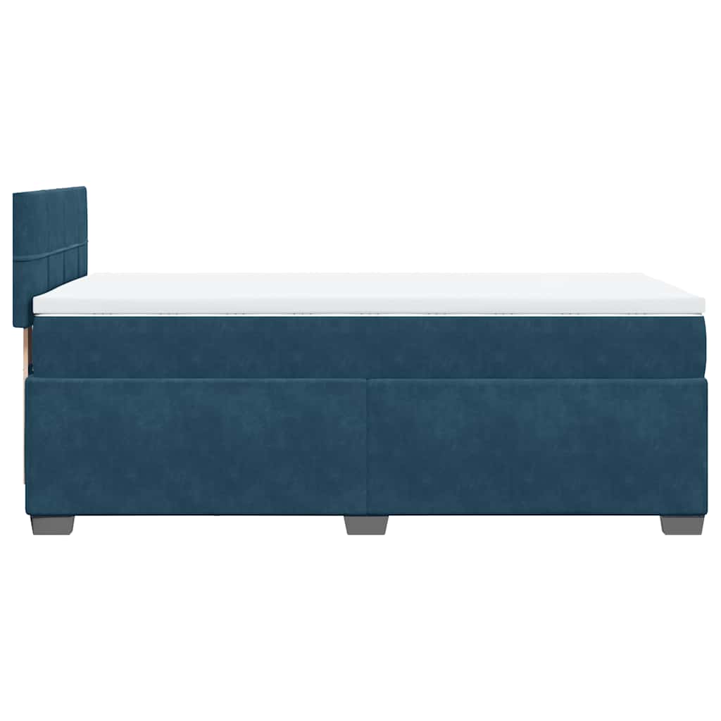 vidaXL Κρεβάτι Boxspring με Στρώμα Σκούρο Μπλε 100x200 εκ. Βελούδινο