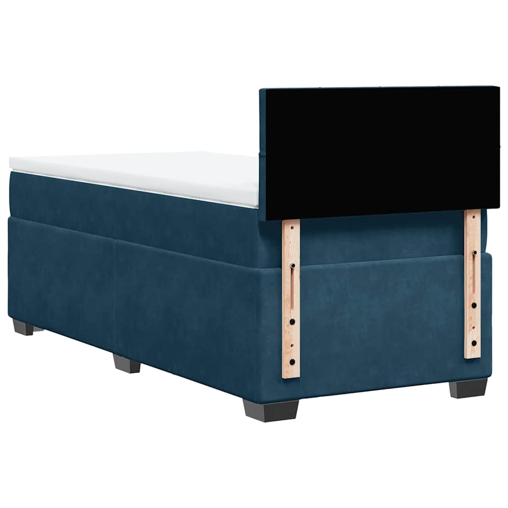 vidaXL Κρεβάτι Boxspring με Στρώμα Σκούρο Μπλε 100x200 εκ. Βελούδινο