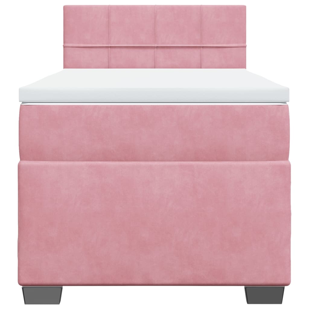 vidaXL Κρεβάτι Boxspring με Στρώμα Ροζ 100x200 εκ. Βελούδινο