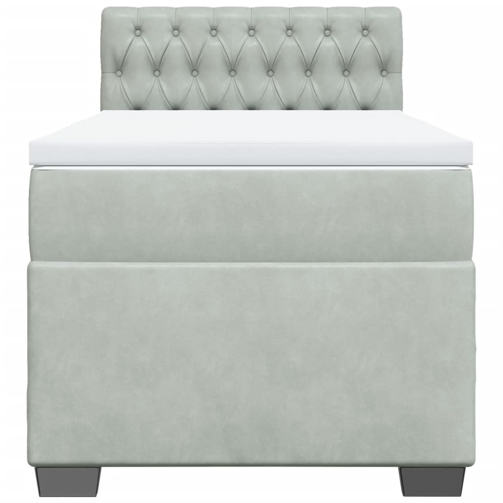 vidaXL Κρεβάτι Boxspring με Στρώμα Ανοιχτό Γκρι 100x200 εκ. Βελούδινο