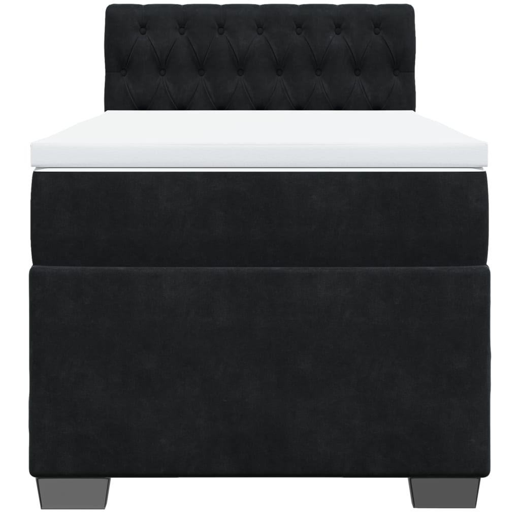 vidaXL Κρεβάτι Boxspring με Στρώμα Μαύρο 100x200 εκ. Βελούδινο