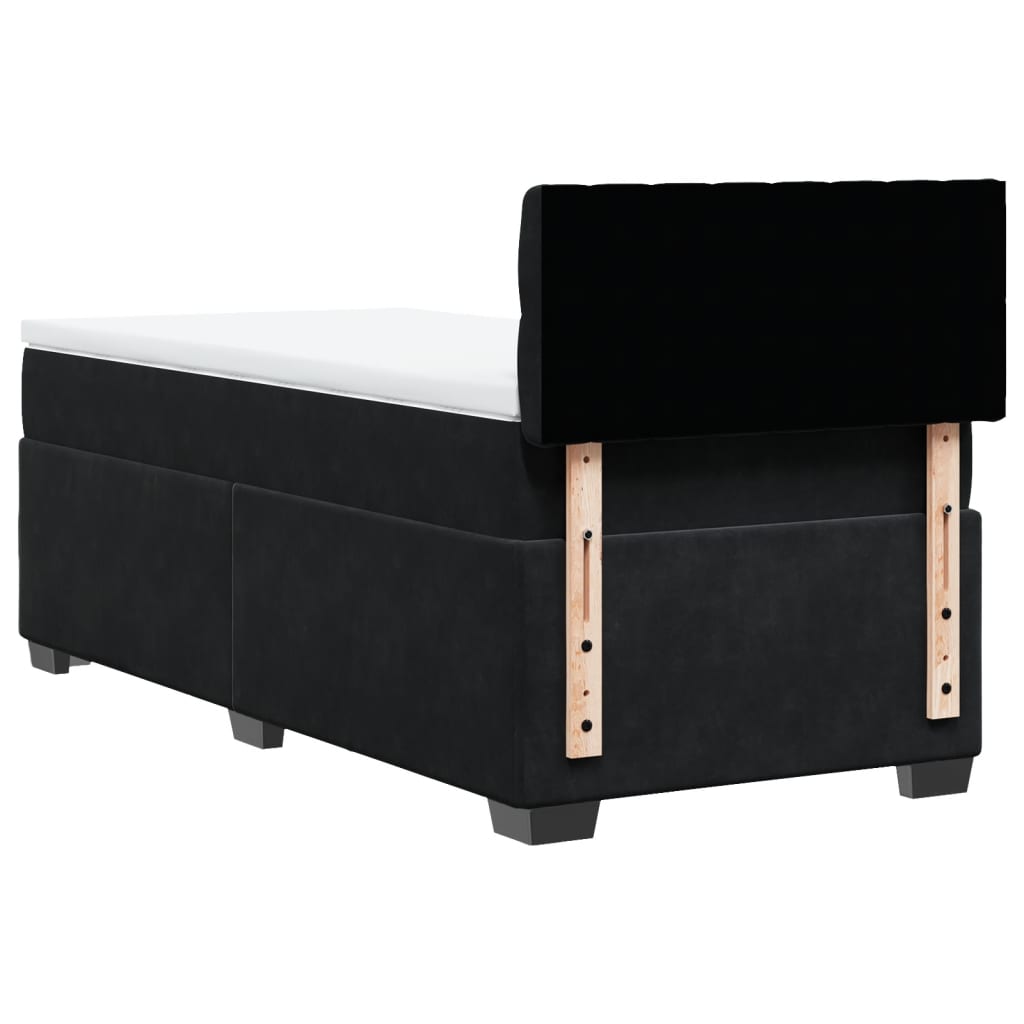 vidaXL Κρεβάτι Boxspring με Στρώμα Μαύρο 100x200 εκ. Βελούδινο