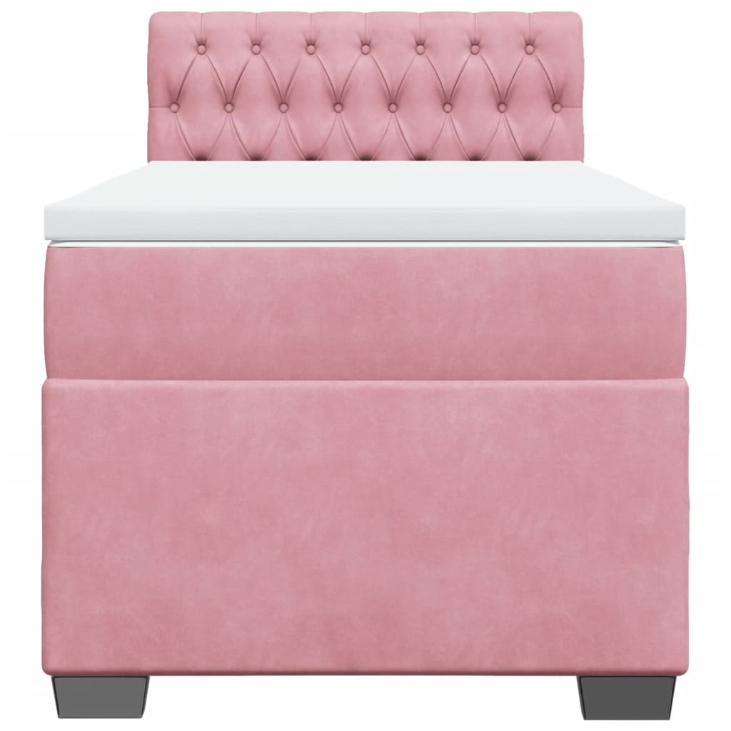 vidaXL Κρεβάτι Boxspring με Στρώμα Ροζ 100x200 εκ. Βελούδινο