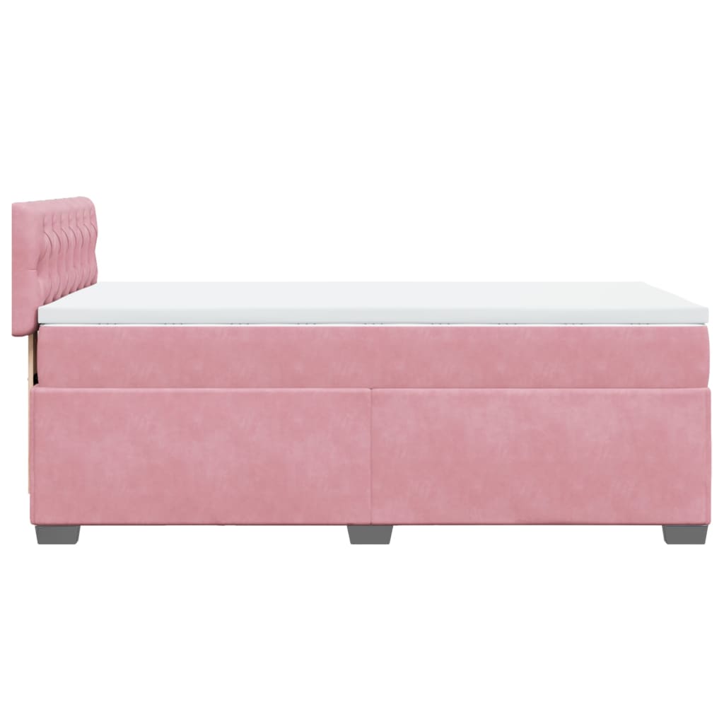vidaXL Κρεβάτι Boxspring με Στρώμα Ροζ 100x200 εκ. Βελούδινο