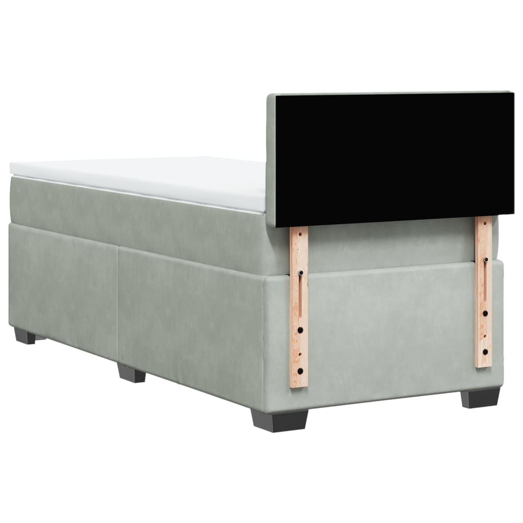 vidaXL Κρεβάτι Boxspring με Στρώμα Ανοιχτό Γκρι 100x200 εκ. Βελούδινο