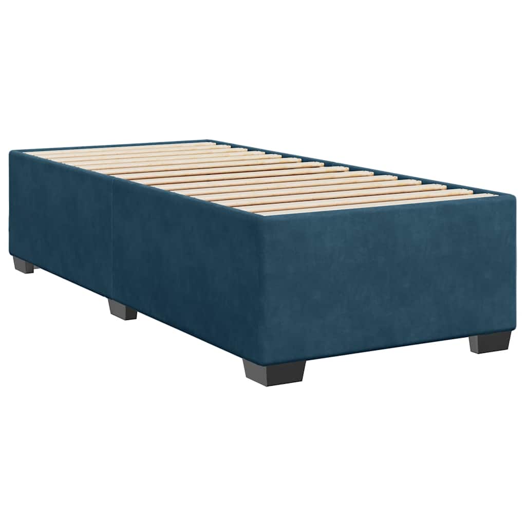 vidaXL Κρεβάτι Boxspring με Στρώμα Σκούρο Μπλε 100x200 εκ. Βελούδινο