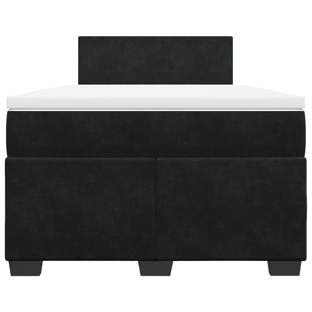 vidaXL Κρεβάτι Boxspring με Στρώμα Μαύρο 120x190 εκ. Βελούδινο