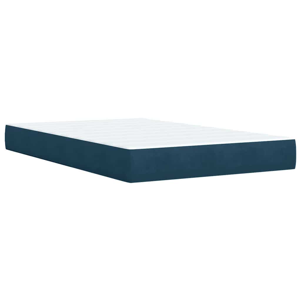 vidaXL Κρεβάτι Boxspring με Στρώμα Σκούρο Μπλε 120x190 εκ. Βελούδινο
