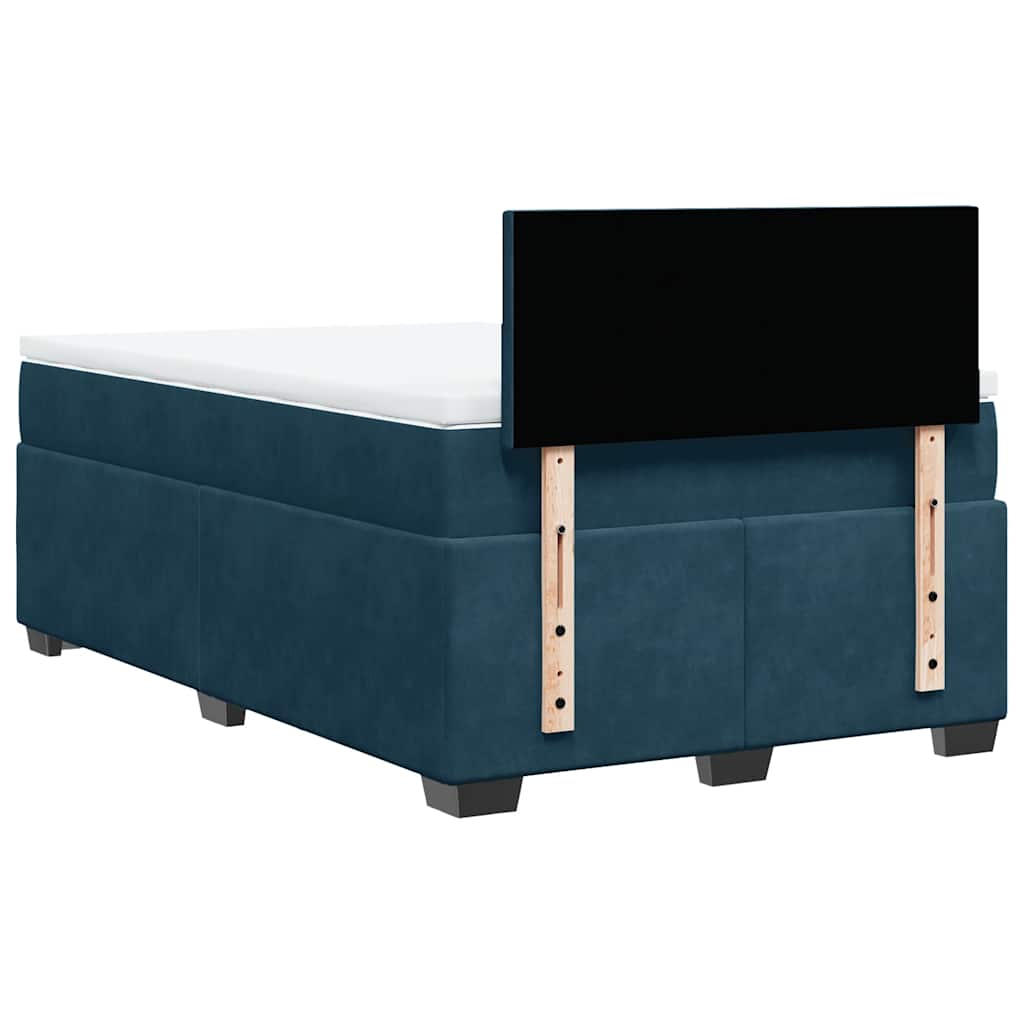 vidaXL Κρεβάτι Boxspring με Στρώμα Σκούρο Μπλε 120x190 εκ. Βελούδινο
