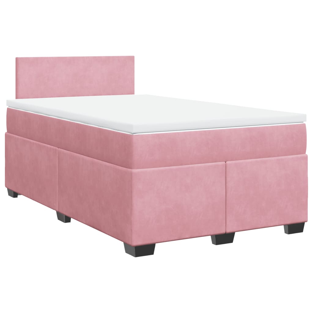 vidaXL Κρεβάτι Boxspring με Στρώμα Ροζ 120x190 εκ. Βελούδινο