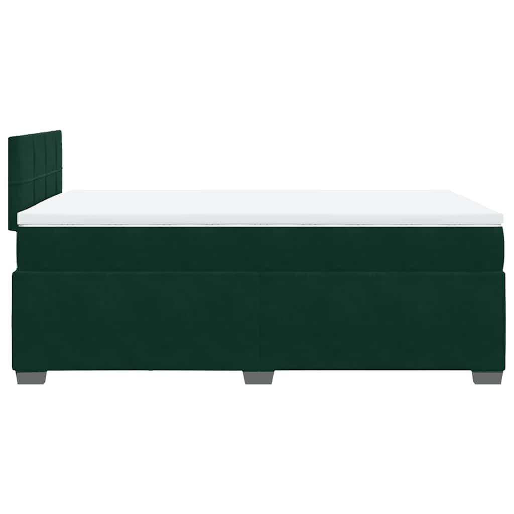 vidaXL Κρεβάτι Boxspring με Στρώμα Σκούρο Πράσινο 120x190εκ. Βελούδινο