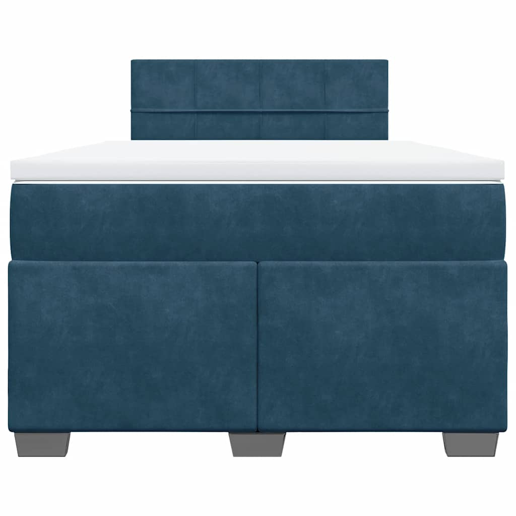 vidaXL Κρεβάτι Boxspring με Στρώμα Σκούρο Μπλε 120x190 εκ. Βελούδινο