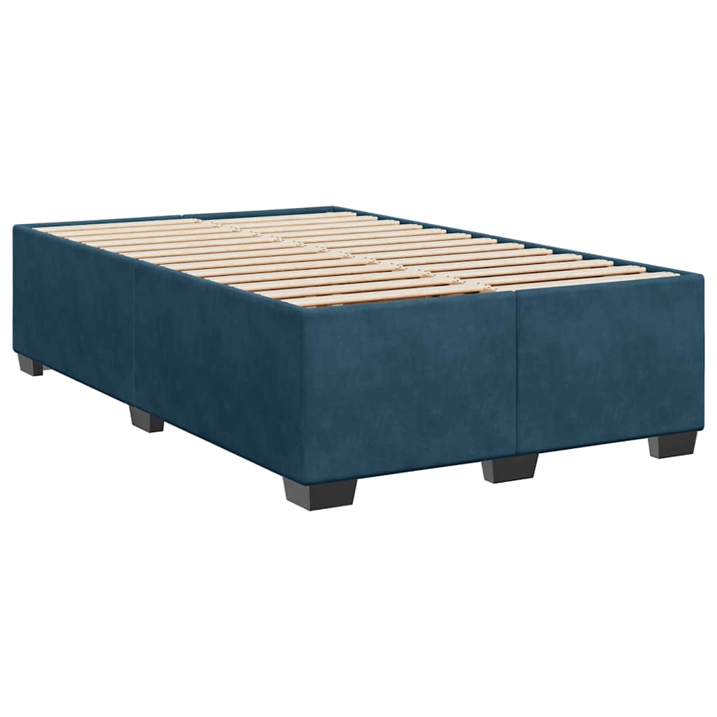 vidaXL Κρεβάτι Boxspring με Στρώμα Σκούρο Μπλε 120x190 εκ. Βελούδινο