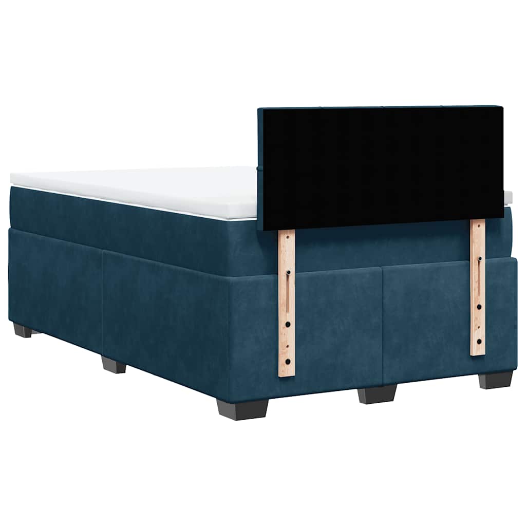 vidaXL Κρεβάτι Boxspring με Στρώμα Σκούρο Μπλε 120x190 εκ. Βελούδινο