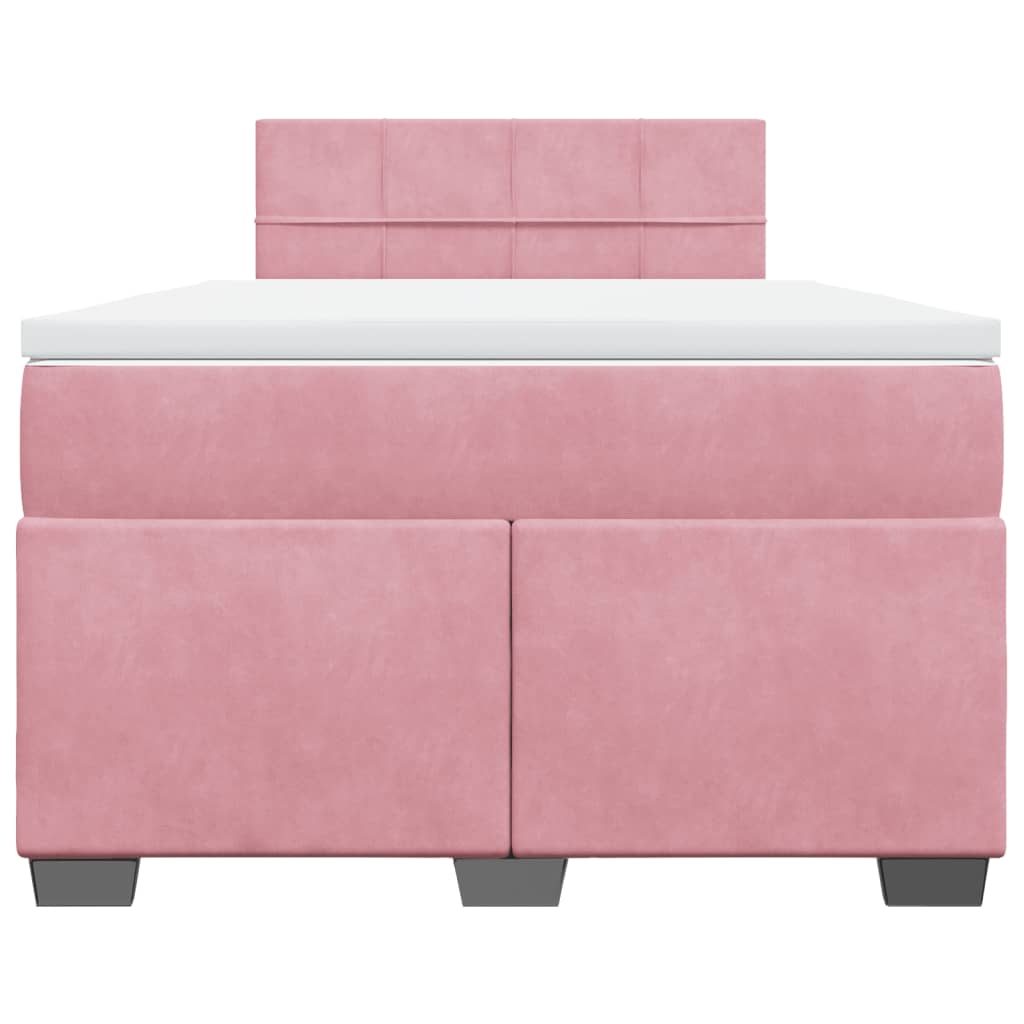 vidaXL Κρεβάτι Boxspring με Στρώμα Ροζ 120x190 εκ. Βελούδινο
