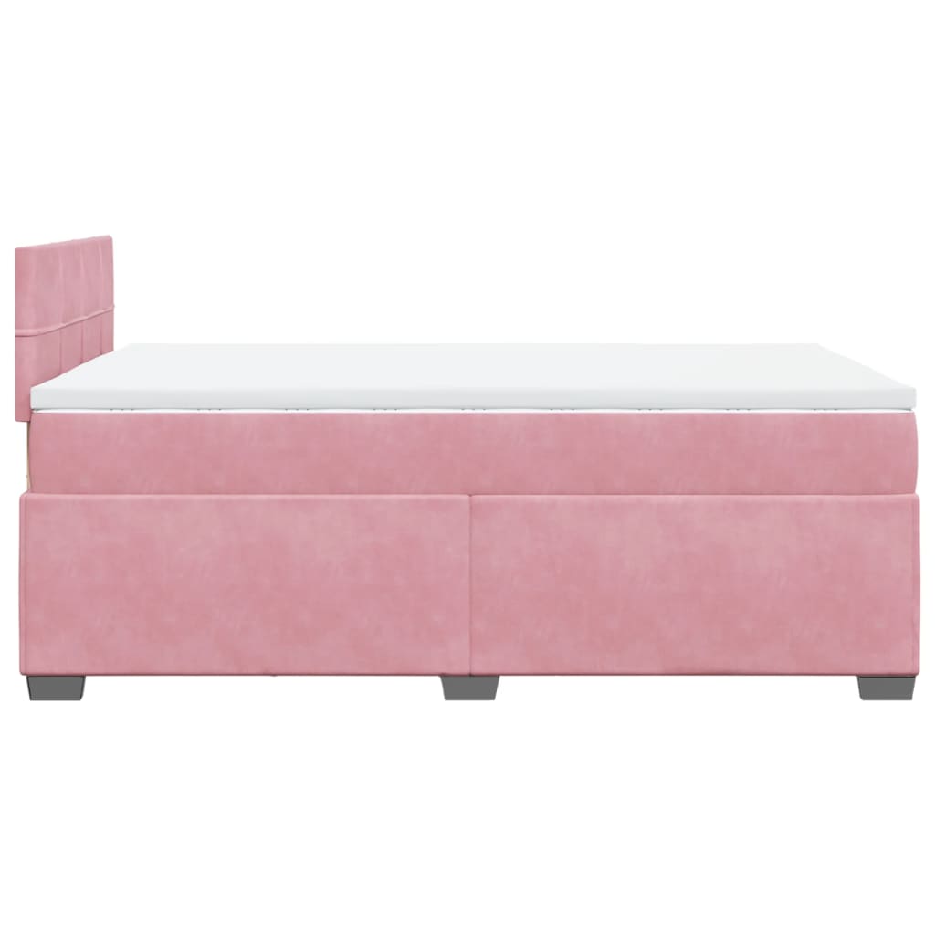 vidaXL Κρεβάτι Boxspring με Στρώμα Ροζ 120x190 εκ. Βελούδινο