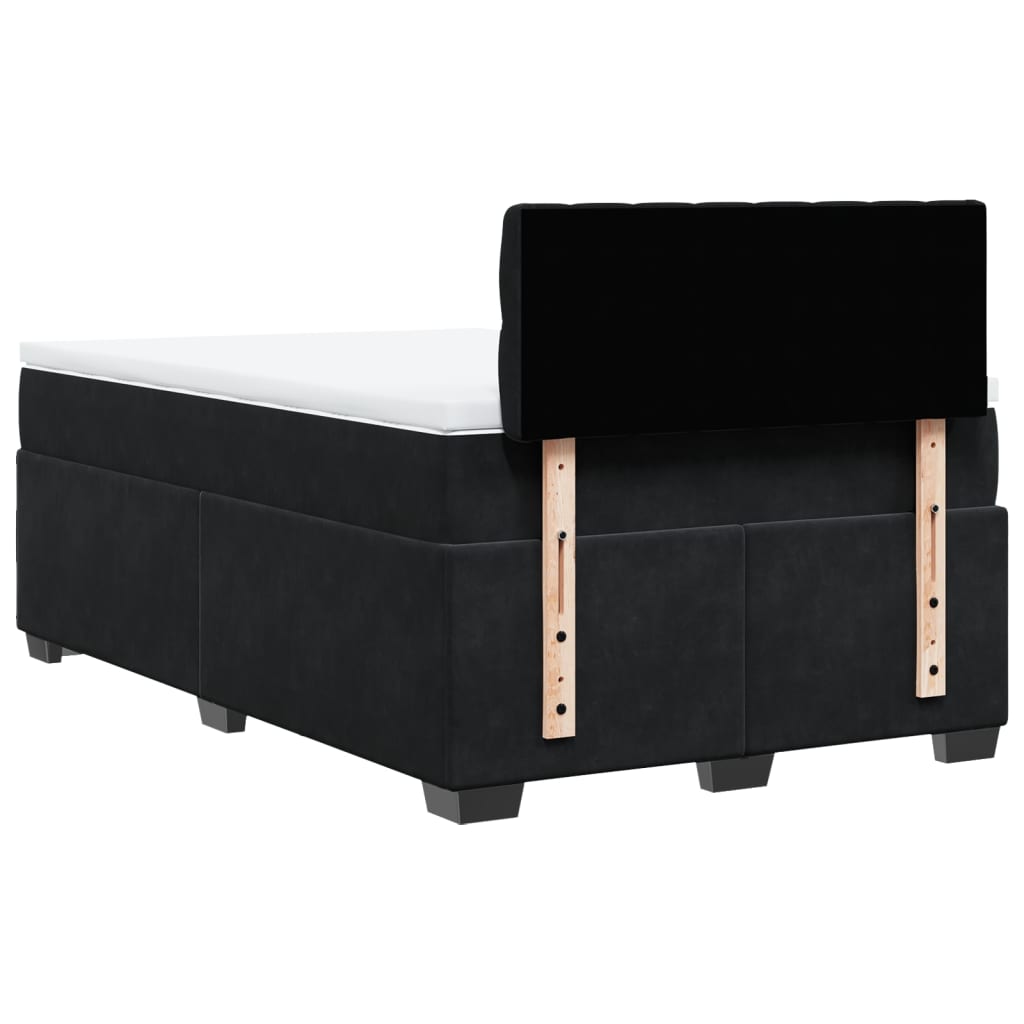 vidaXL Κρεβάτι Boxspring με Στρώμα Μαύρο 120x190 εκ. Βελούδινο