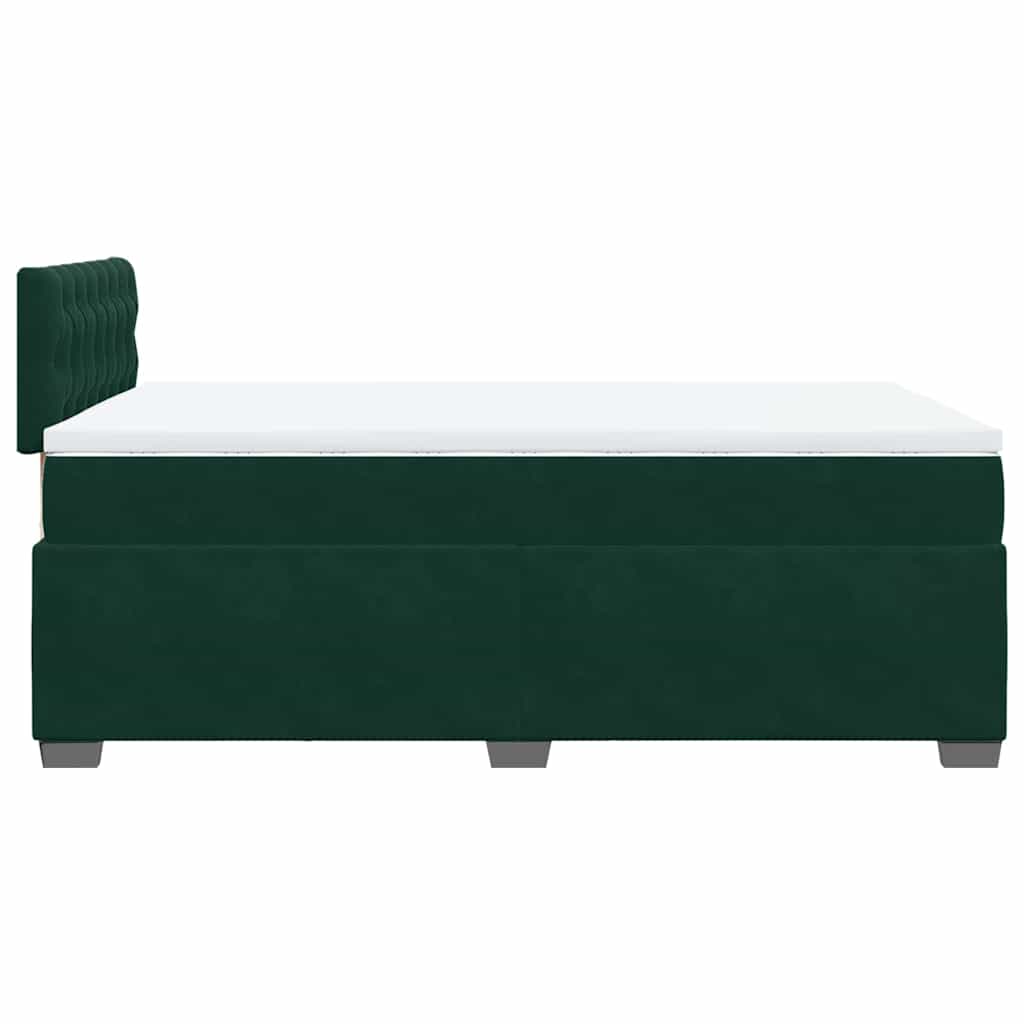 vidaXL Κρεβάτι Boxspring με Στρώμα Σκούρο Πράσινο 120x190εκ. Βελούδινο