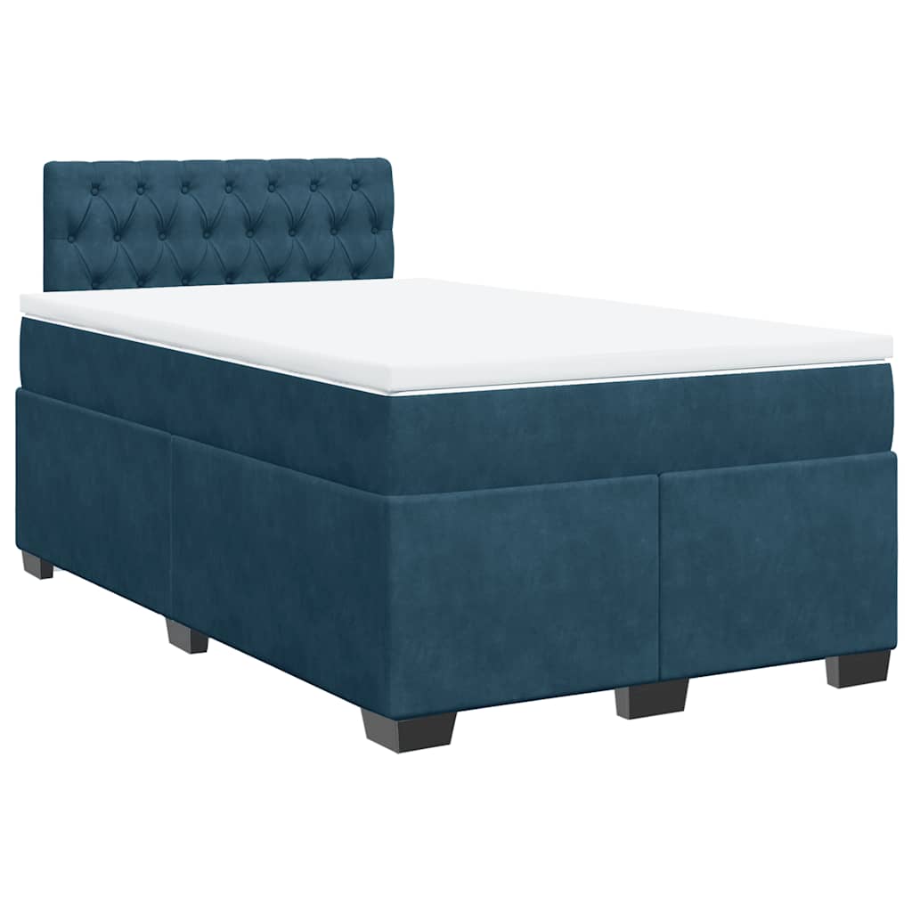vidaXL Κρεβάτι Boxspring με Στρώμα Σκούρο Μπλε 120x190 εκ. Βελούδινο