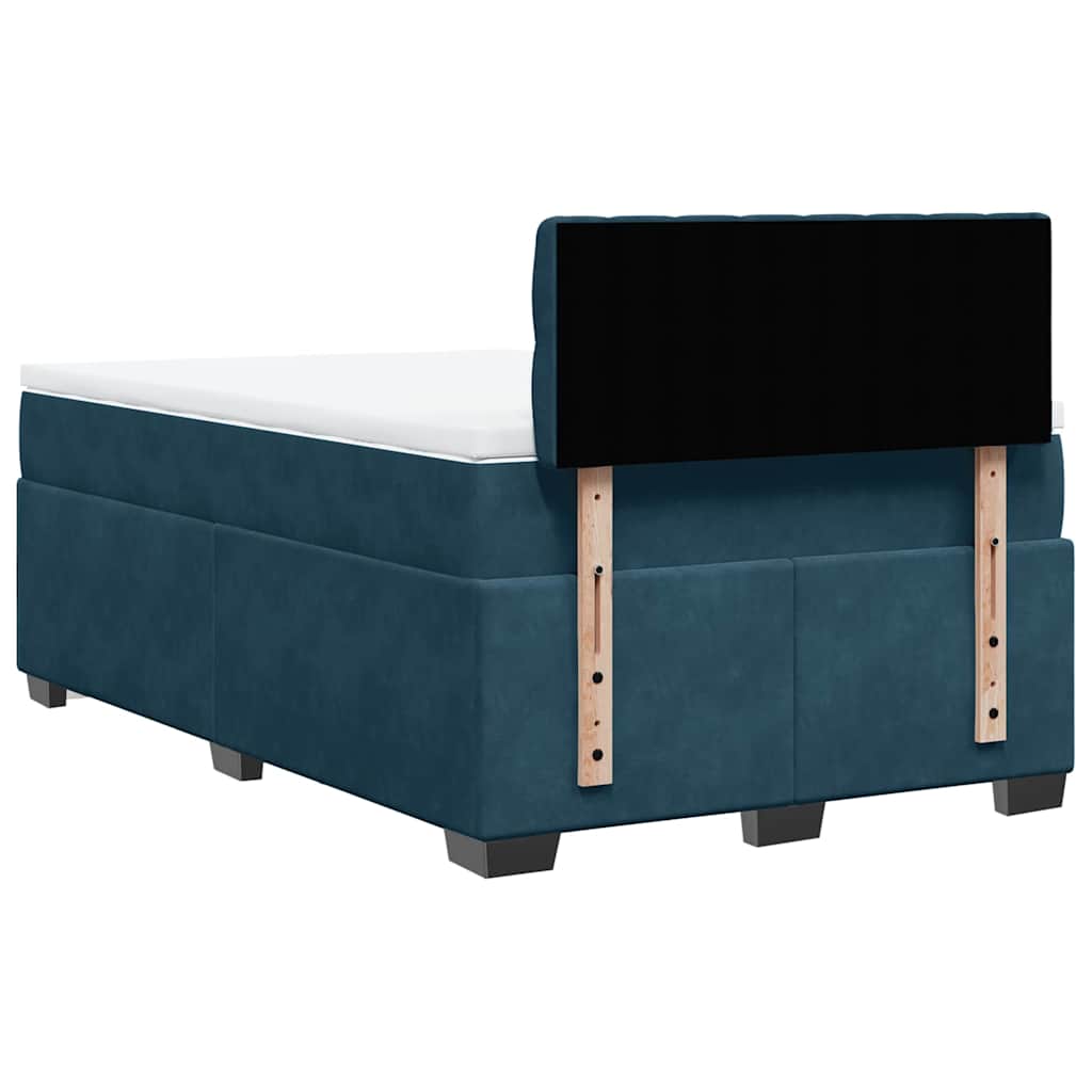 vidaXL Κρεβάτι Boxspring με Στρώμα Σκούρο Μπλε 120x190 εκ. Βελούδινο