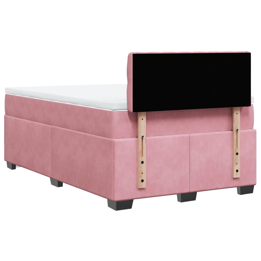 vidaXL Κρεβάτι Boxspring με Στρώμα Ροζ 120x190 εκ. Βελούδινο