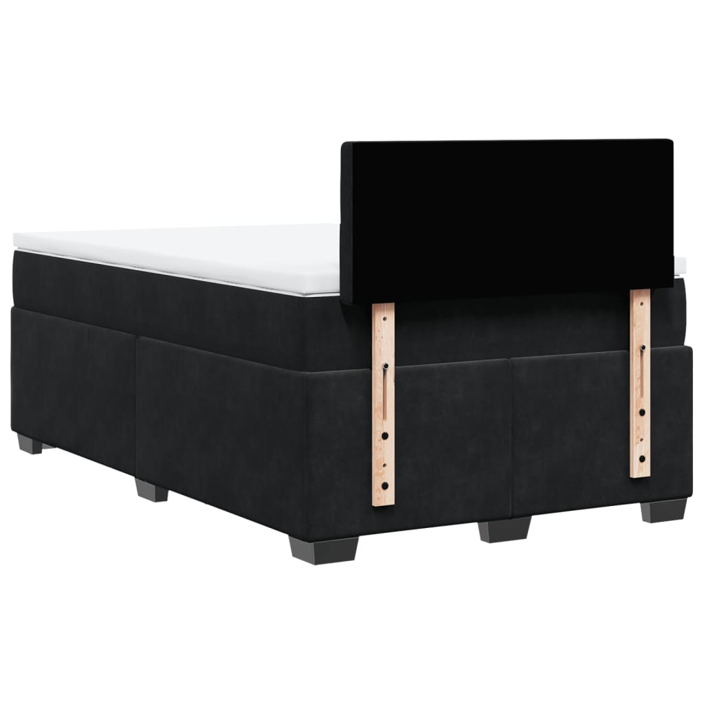 vidaXL Κρεβάτι Boxspring με Στρώμα Μαύρο 120x190 εκ. Βελούδινο
