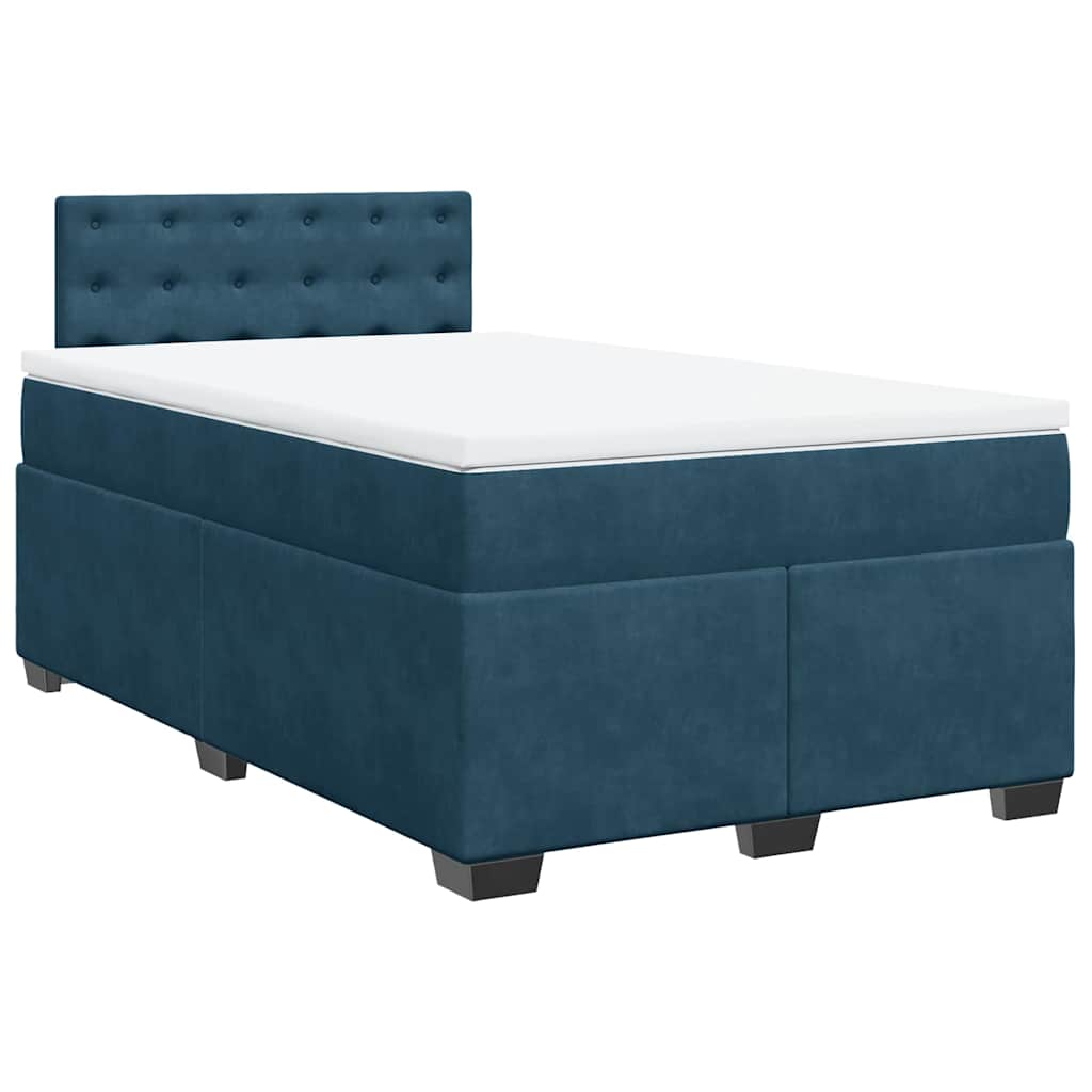 vidaXL Κρεβάτι Boxspring με Στρώμα Σκούρο Μπλε 120x190 εκ. Βελούδινο