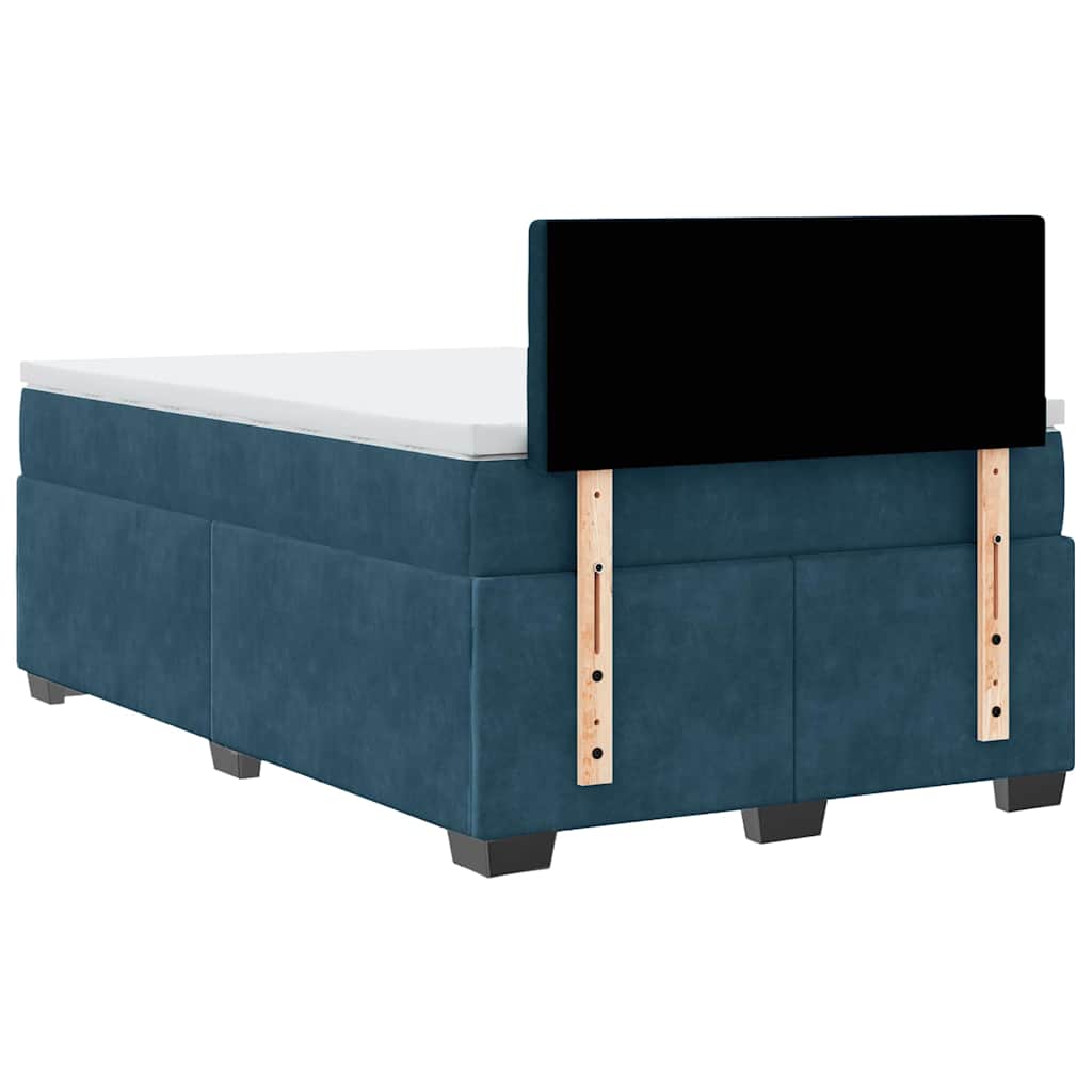 vidaXL Κρεβάτι Boxspring με Στρώμα Σκούρο Μπλε 120x190 εκ. Βελούδινο