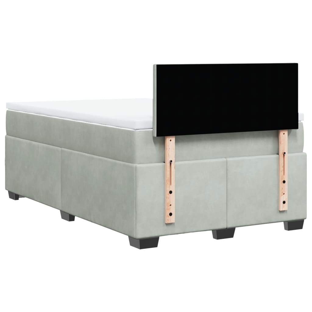 vidaXL Κρεβάτι Boxspring με Στρώμα Ανοιχτό Γκρι 120x200 εκ. Βελούδινο
