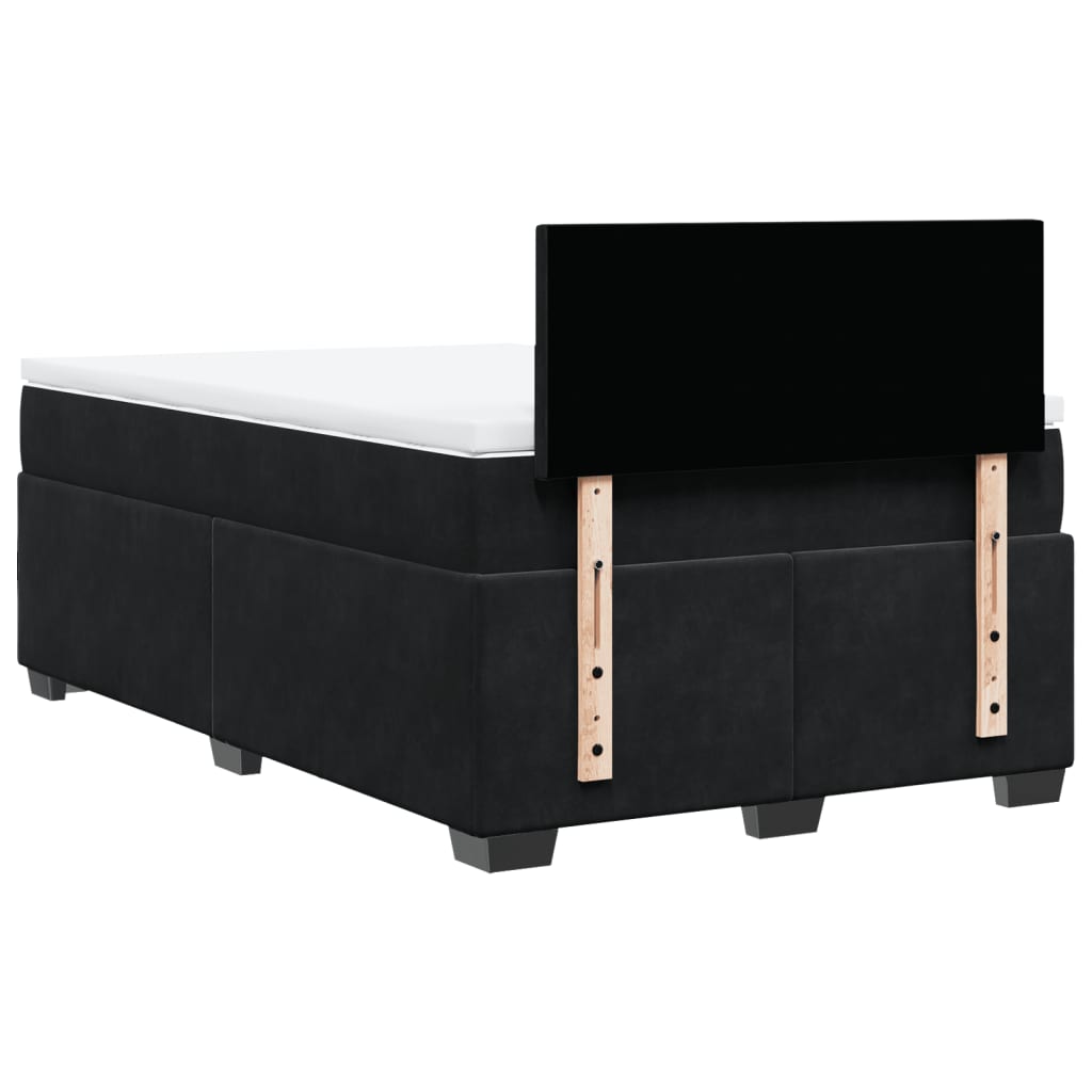 vidaXL Κρεβάτι Boxspring με Στρώμα Μαύρο 120 x 200 εκ. Βελούδινο