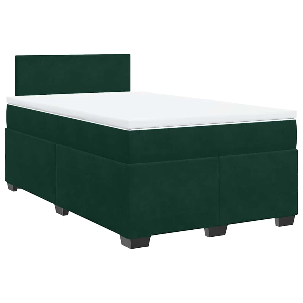 vidaXL Κρεβάτι Boxspring με Στρώμα Σκούρο Πράσινο 120x200εκ. Βελούδινο
