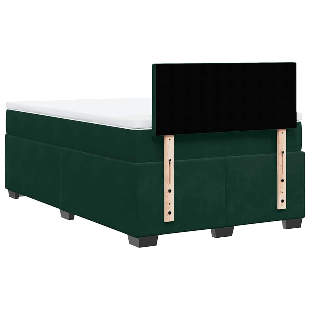 vidaXL Κρεβάτι Boxspring με Στρώμα Σκούρο Πράσινο 120x200εκ. Βελούδινο