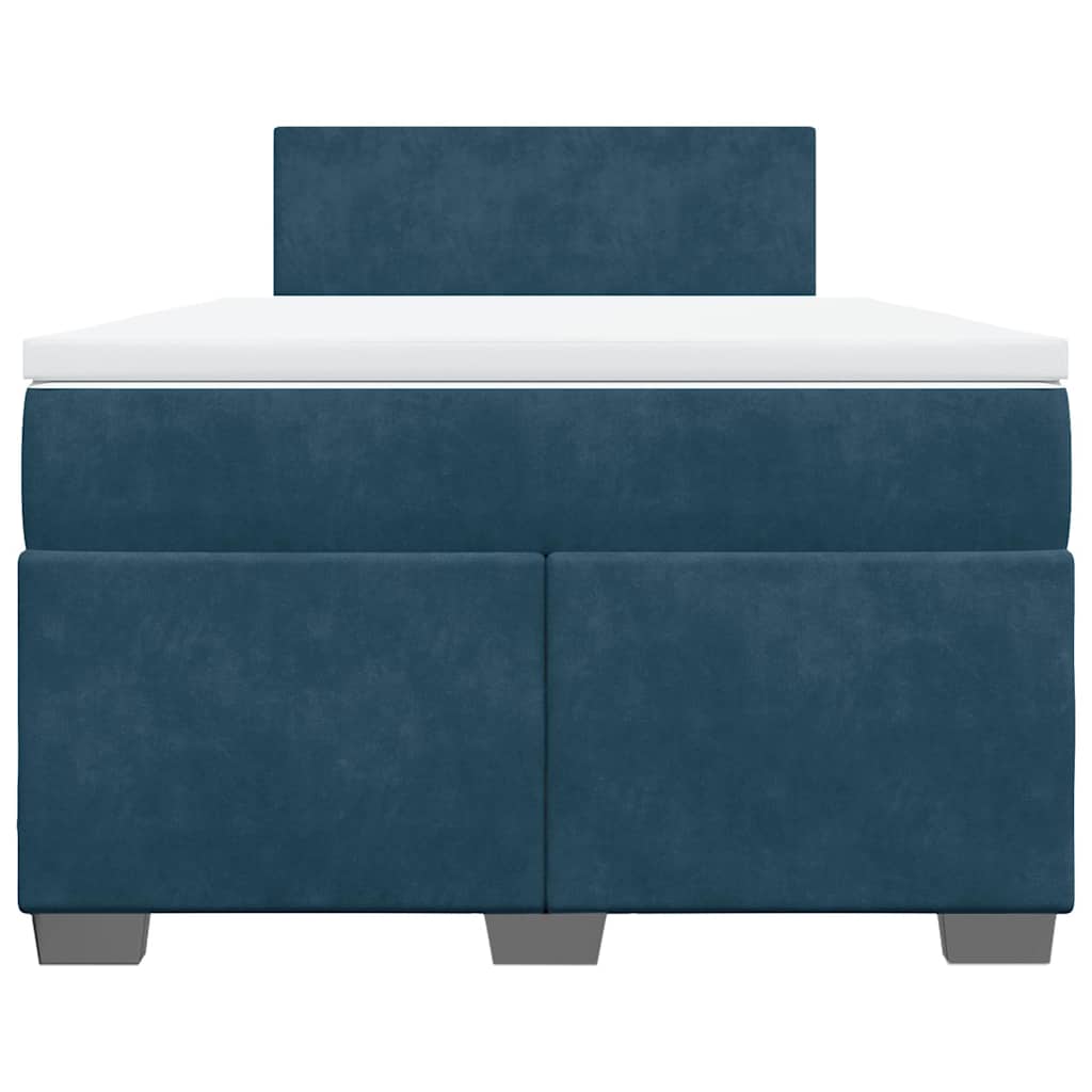 vidaXL Κρεβάτι Boxspring με Στρώμα Σκούρο Μπλε 120x200 εκ. Βελούδινο