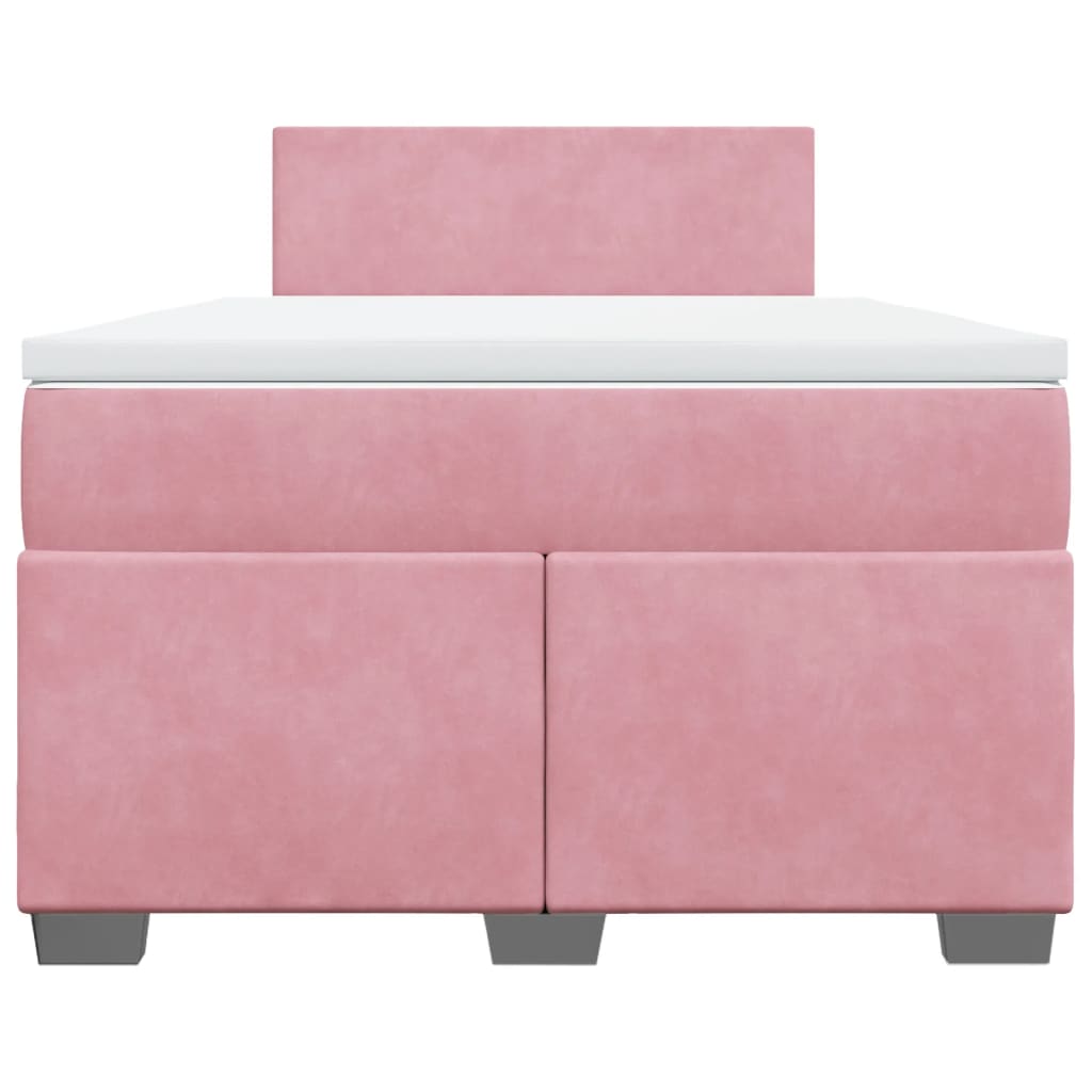 vidaXL Κρεβάτι Boxspring με Στρώμα Ροζ 120x200 εκ. Βελούδινο