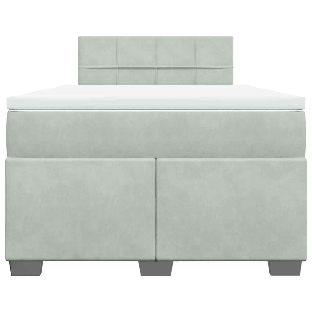 vidaXL Κρεβάτι Boxspring με Στρώμα Ανοιχτό Γκρι 120x200 εκ. Βελούδινο