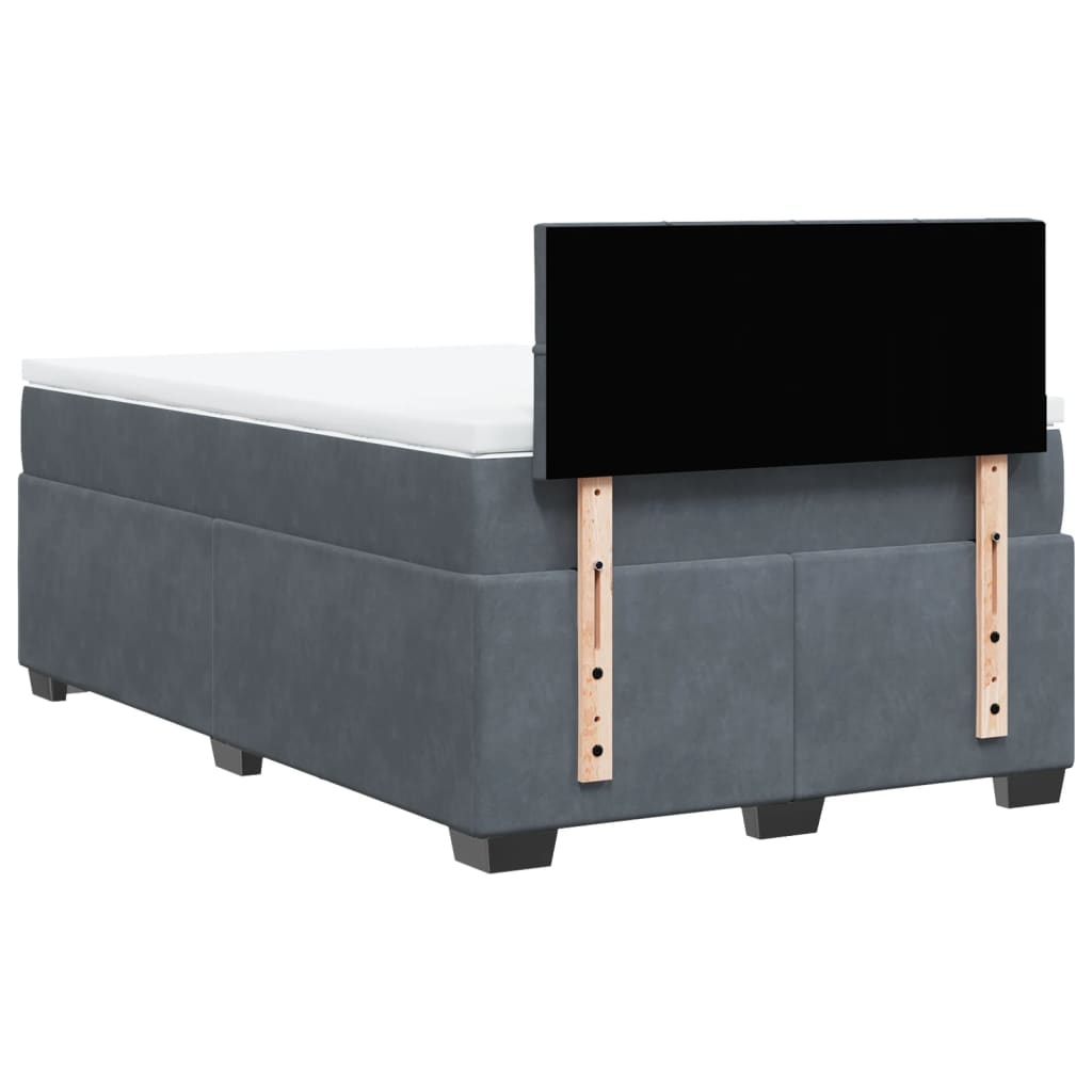 vidaXL Κρεβάτι Boxspring με Στρώμα Σκούρο Γκρι 120x200 εκ. Βελούδινο